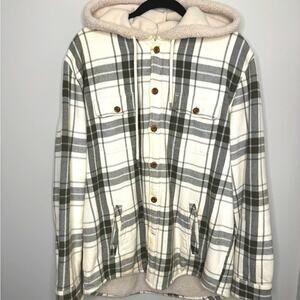 Express Fleece Plaid Hooded Jacket Size L